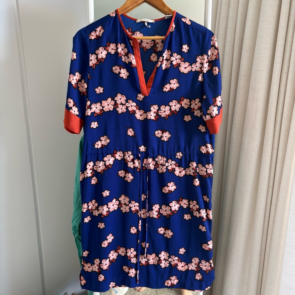 Scotch & Soda Blue Dress with pink hibiscus Floral Accents